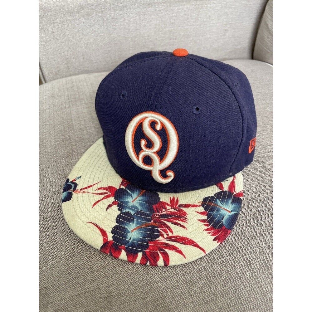 Quicksilver Men's Blue Flower Canvas Hat Cap Flatbill Hiphop Streetwear Sz 7 1/4